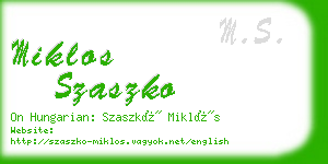 miklos szaszko business card